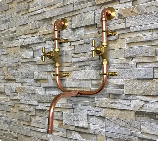 Copper pipework rough-in for new taps
